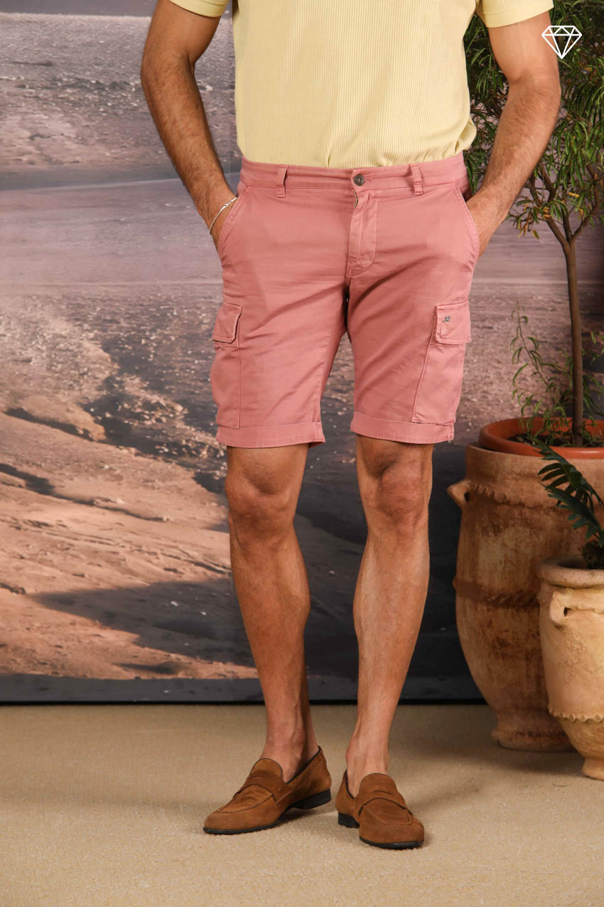 Chile bermuda cargo uomo in raso stretch slim fit ①