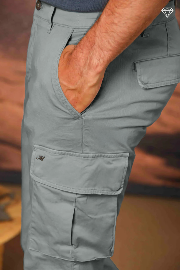Chile pantalone cargo uomo in raso stretch extra slim fit ①
