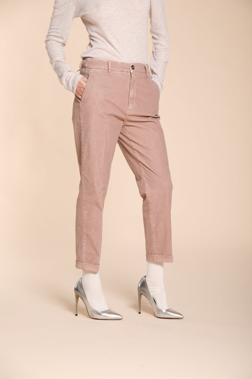 Foto 1 New York Cozy pantalone chino donna in velluto 1000 righe carrot fit