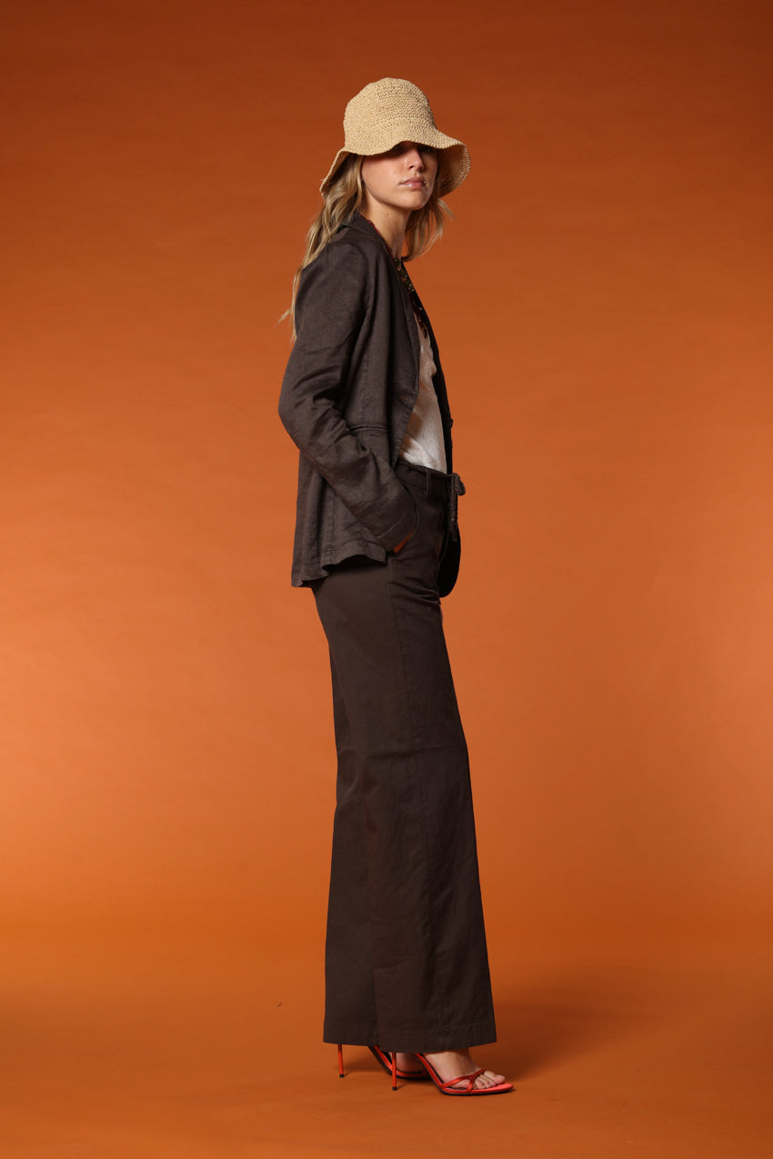 New York Straight pantalon chino femme en Twill de Cotone et Lin straight fit