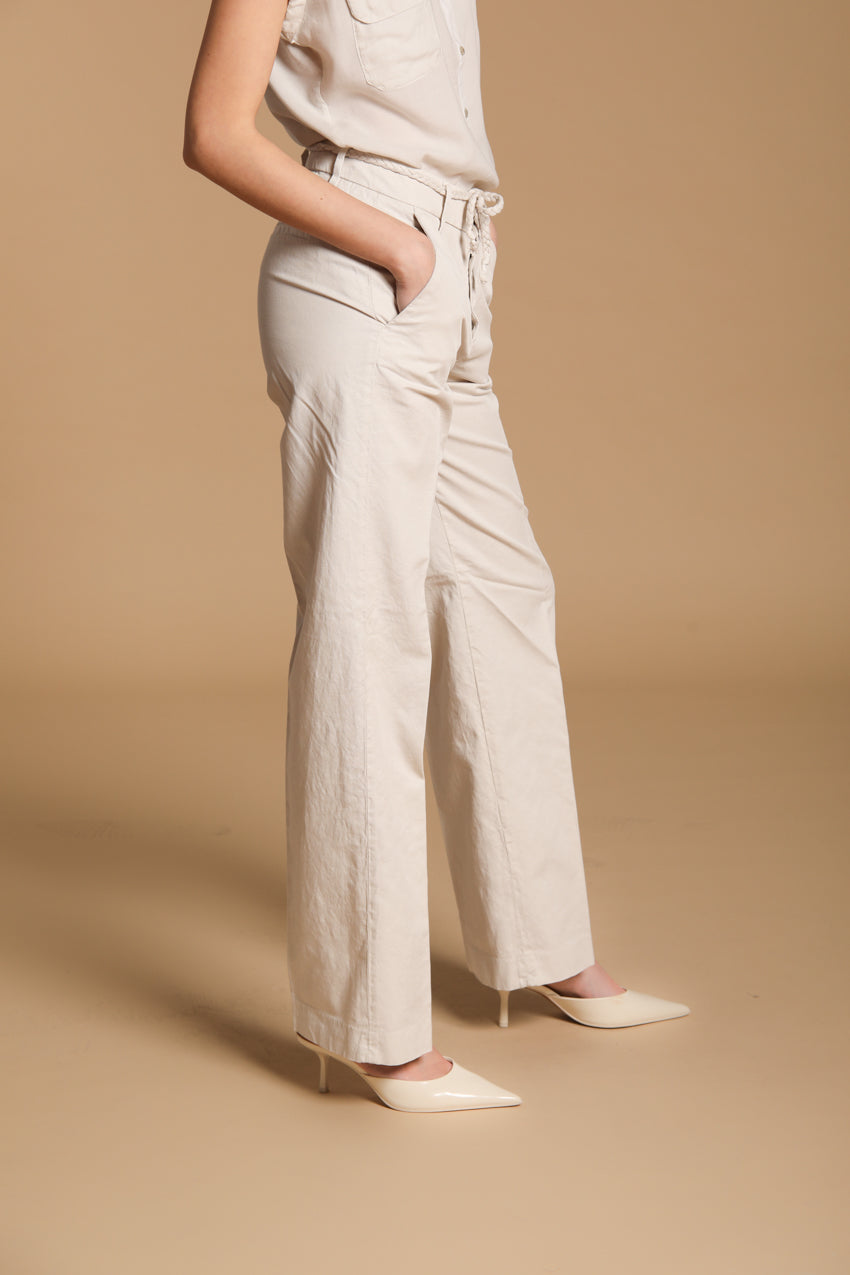 New York Straight pantalon chino femme en Twill de Cotone et Lin coupe Straight