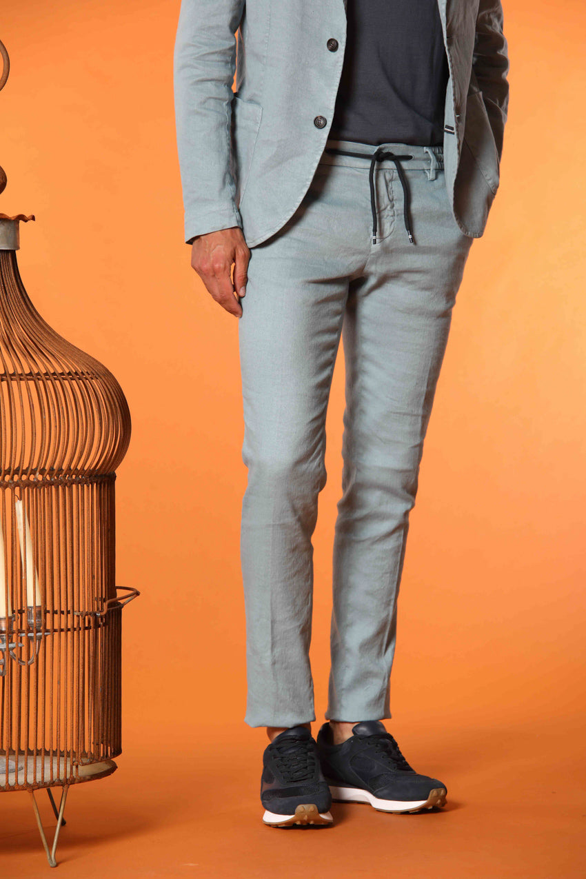 Milano Jogger pantalón de hombre en sarga de lino y algodón extra slim fit