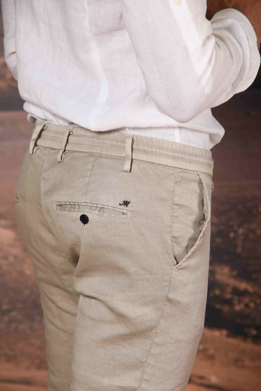 Milano Jogger pantalón de hombre en sarga de lino y algodón extra slim fit