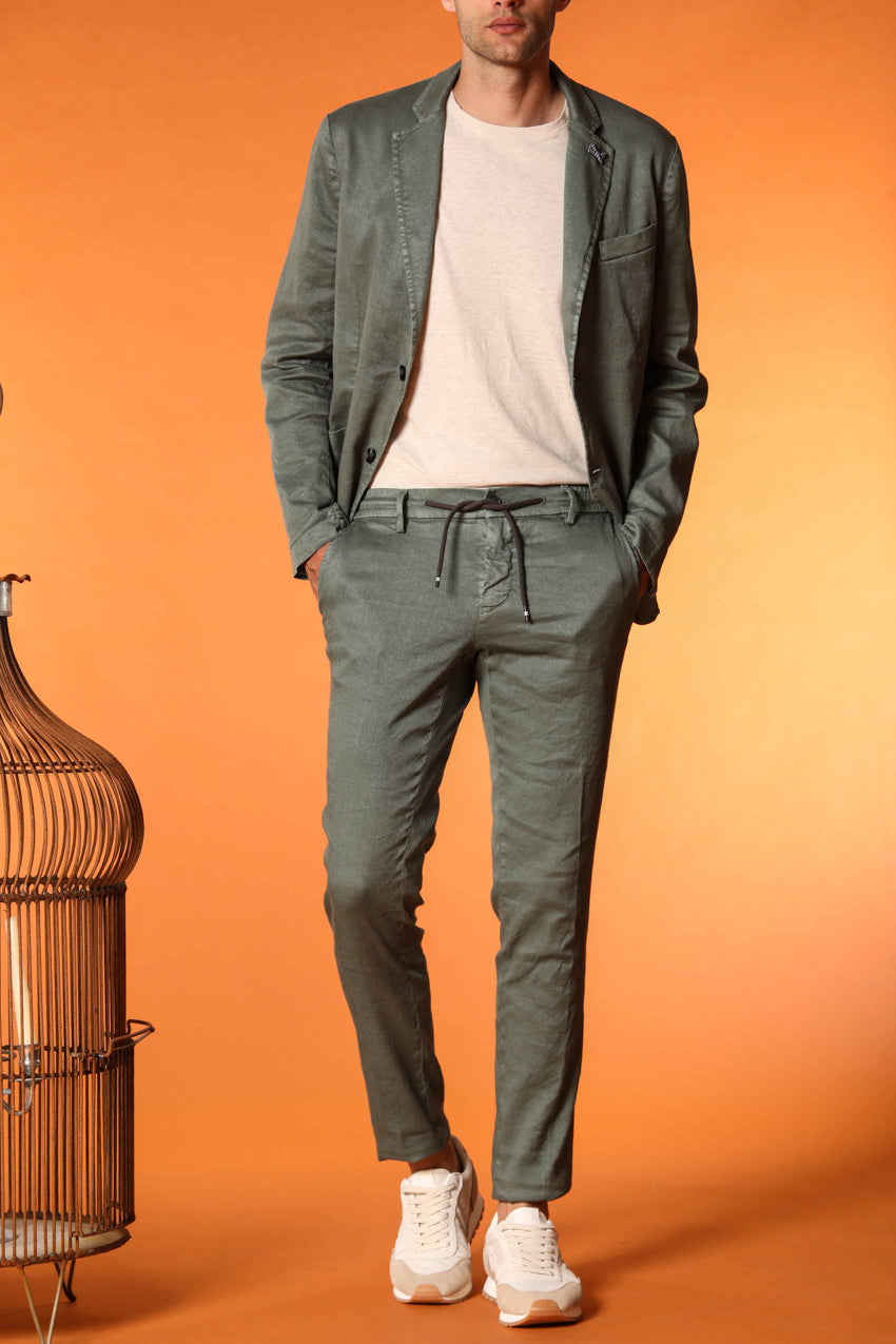 Milano Jogger pantalón de hombre en sarga de lino y algodón extra slim fit