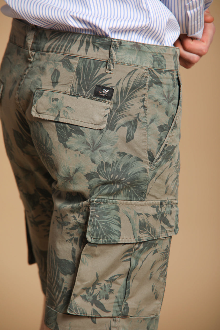 Chile bermuda cargo homme en coton imprimé hawaïen couleur Tiffany slim fit