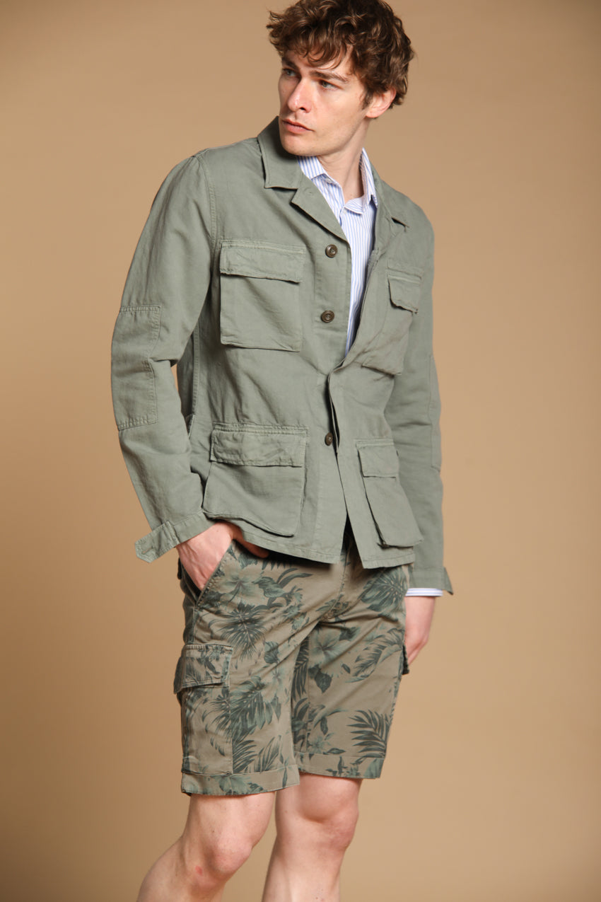 Chile bermuda cargo homme en coton imprimé hawaïen couleur Tiffany slim fit