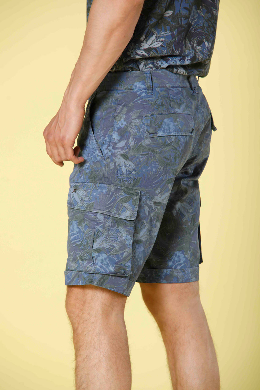 image 3 de bermuda cargo homme en coton avec motif floreal modèle chile en bleu royal slim fit de mason's