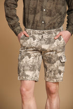 Chile Bermuda cargo homme en coton à rayures avec imprimé floral slim fit