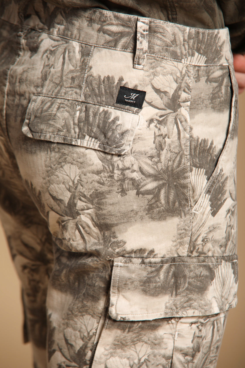 Chile Bermuda cargo homme en coton à rayures avec imprimé floral slim fit