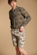 Chile Bermuda cargo homme en coton à rayures avec imprimé floral slim fit