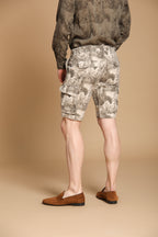 Chile Bermuda cargo homme en coton à rayures avec imprimé floral slim fit