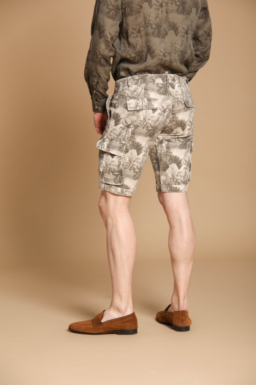 Chile Bermuda cargo homme en coton à rayures avec imprimé floral slim fit