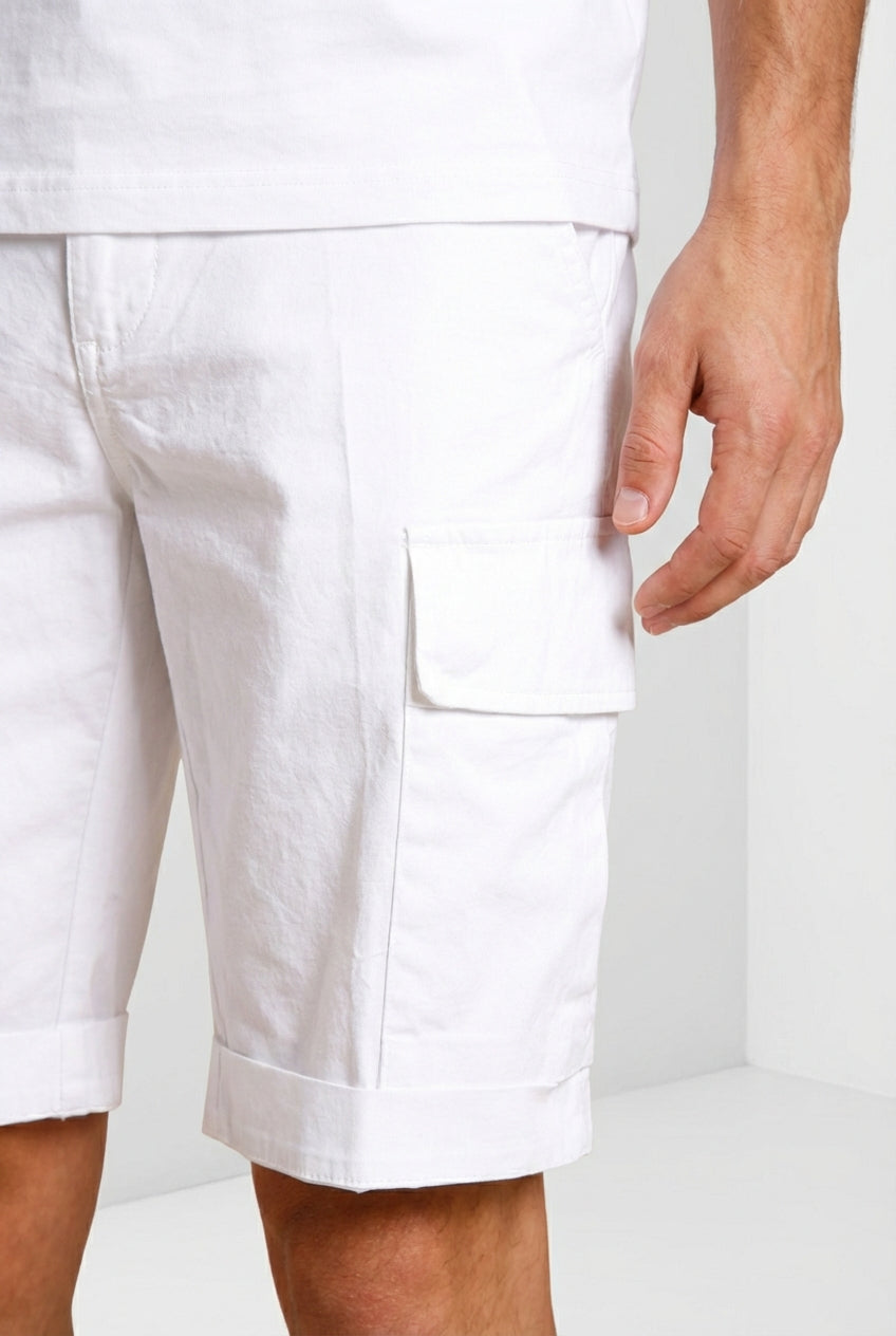 Chile Bermuda cargo homme en satin stretch slim fit ①