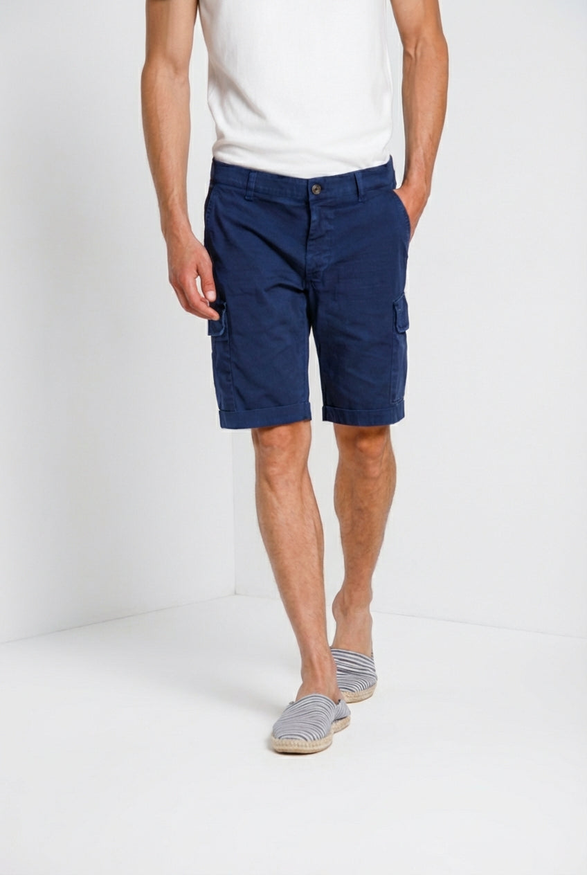 Chile bermuda cargo homme en satin stretch slim fit ①