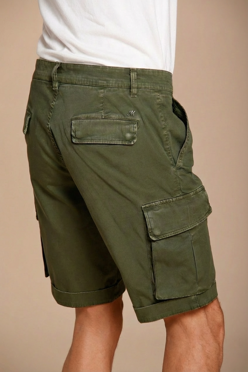 Chile bermuda cargo homme en satin stretch slim fit ①