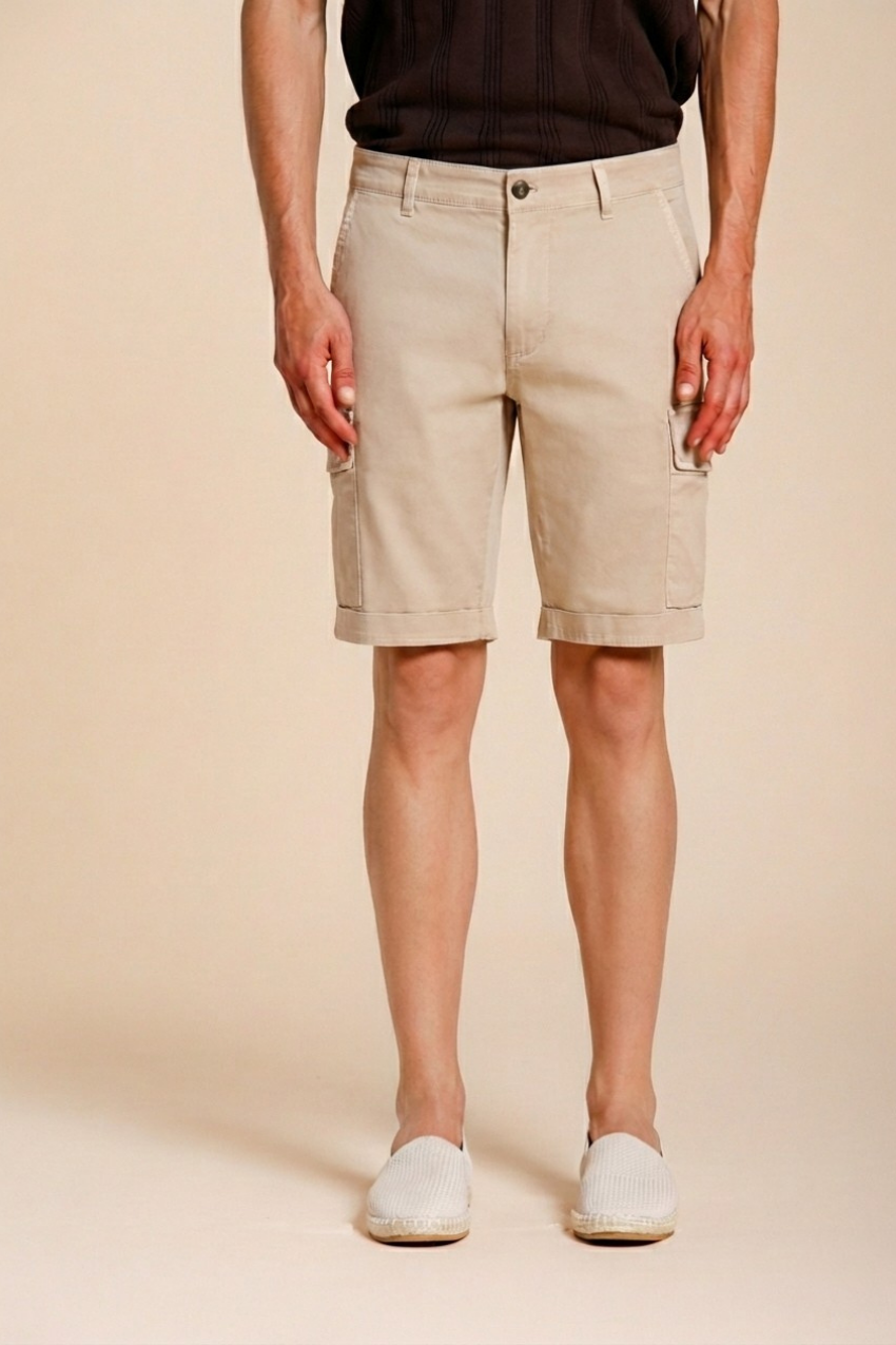 Chile bermuda cargo homme en satin stretch slim fit ①