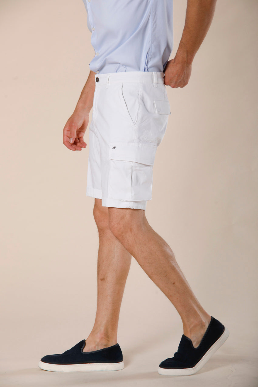 image 3 de bermuda cargo homme en satin stretch modèle chile blanc slim fit de Mason's