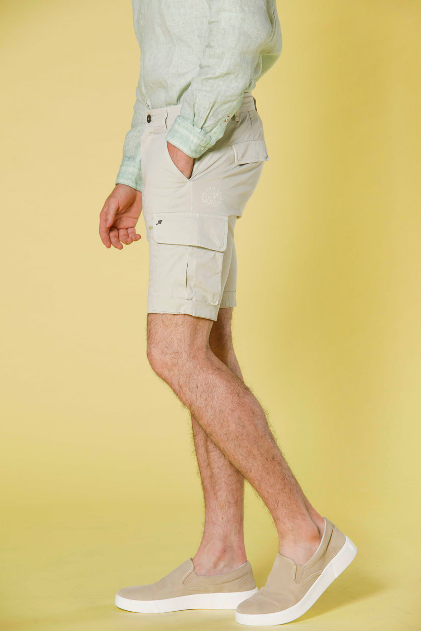 image 3  of men's cargo bermuda in stretch satin Chile model in light green slim fit by Mason'sq