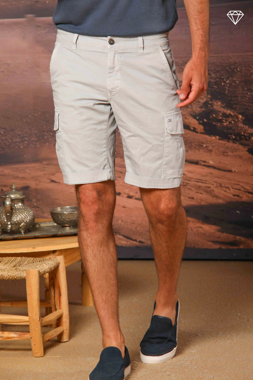 Chile bermuda cargo homme en satin stretch slim fit ①