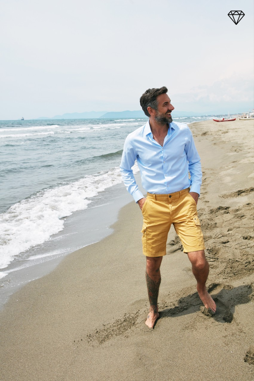 Chile bermuda cargo homme en satin stretch Slim fit ①