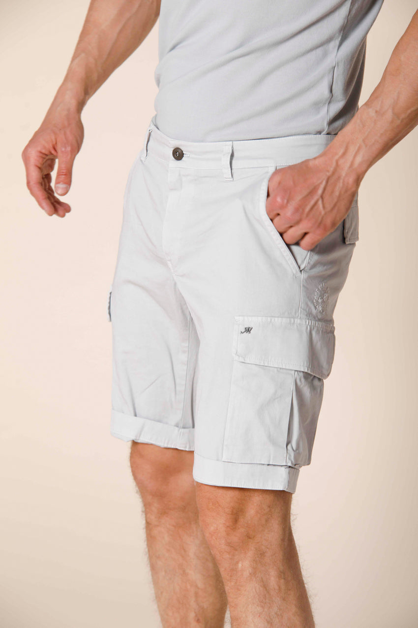 image 1 of men's cargo bermuda in stretch satin Chile model in light gray slim fit by Mason's