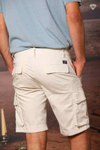 Chile bermuda cargo homme en satin stretch slim fit ①