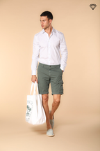 Chile bermuda cargo homme en satin stretch slim fit ①