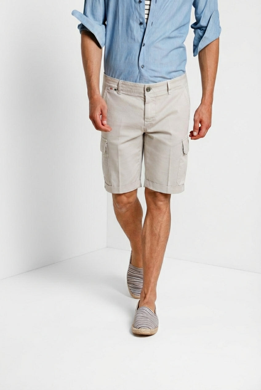 Chile men's cargo bermuda stretch satin slim fit ①