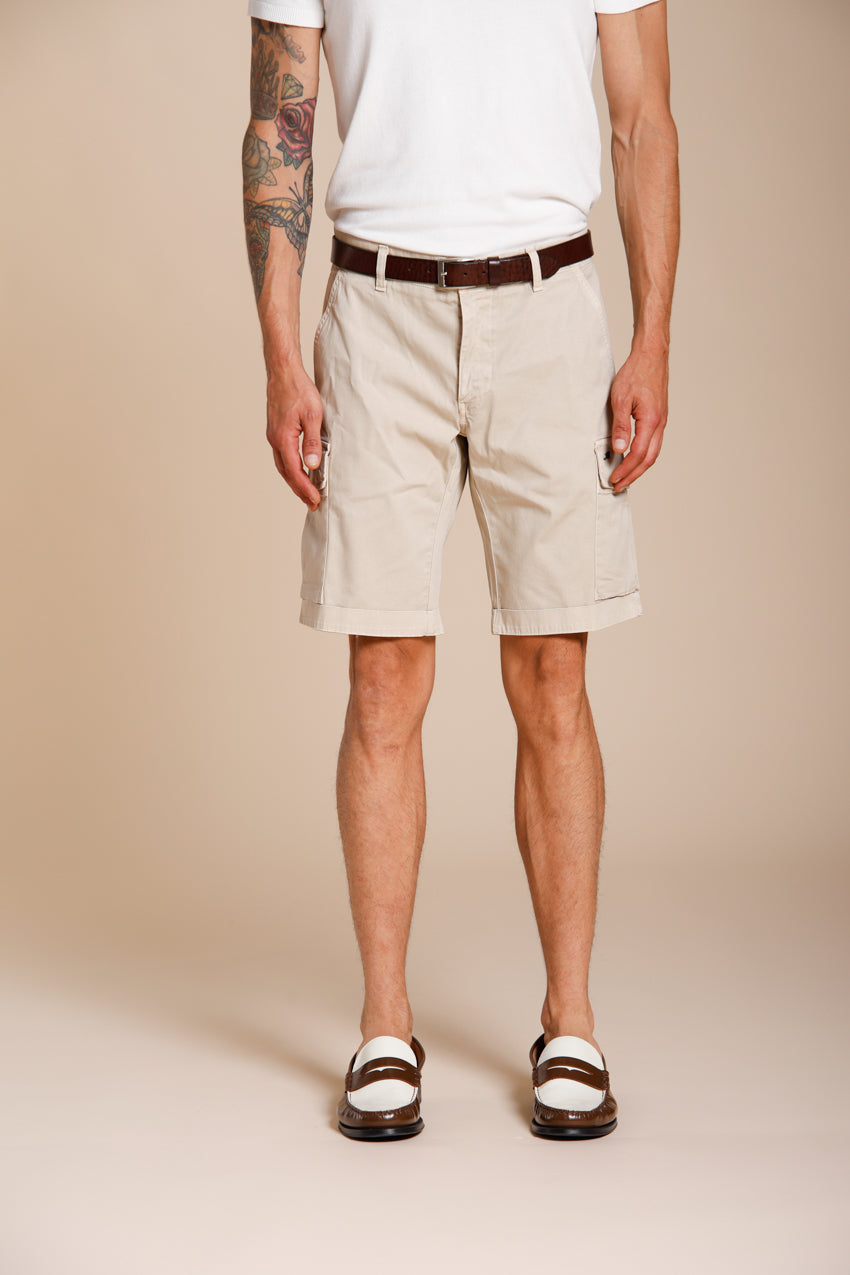 Chile men's cargo bermuda stretch satin slim fit ①