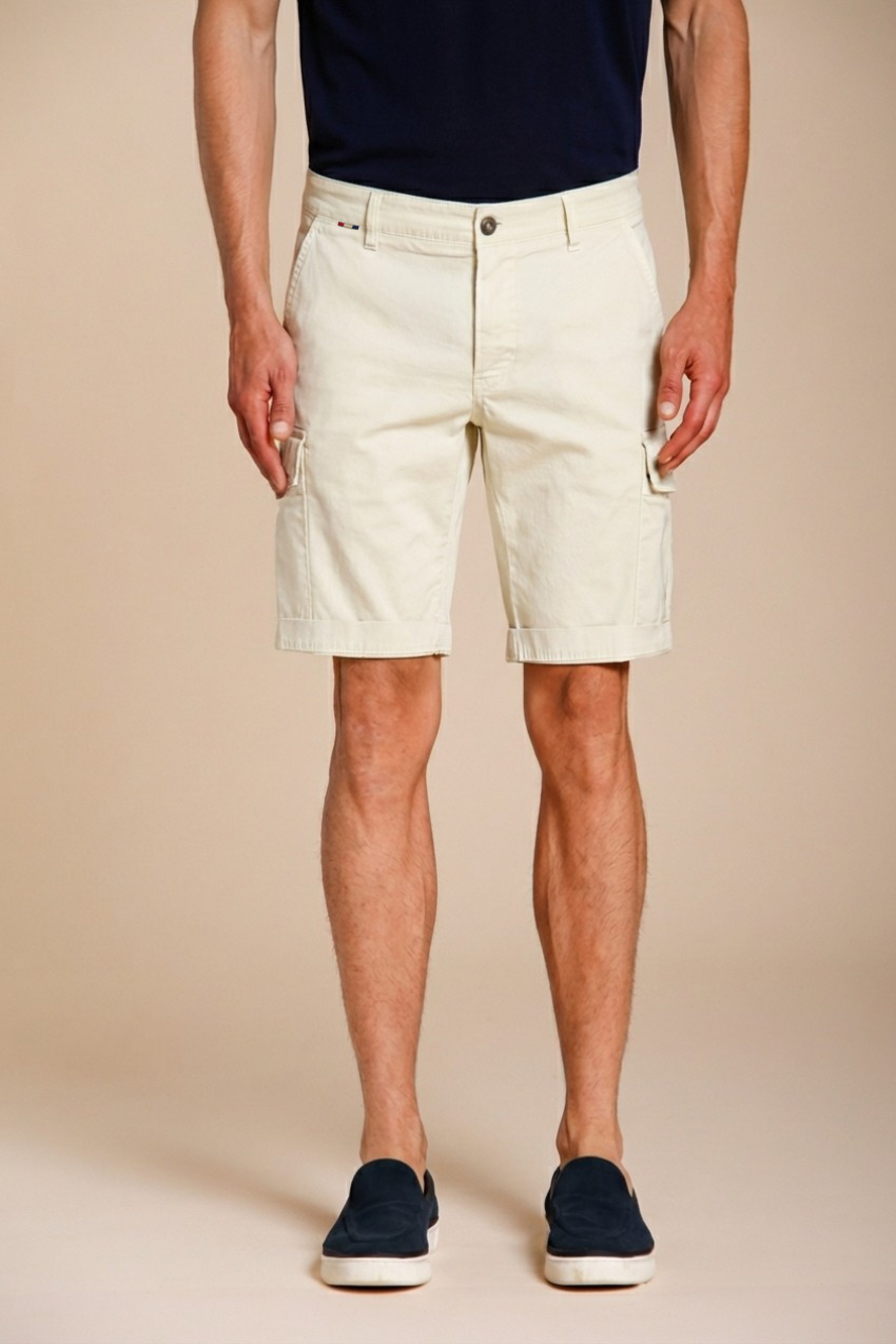 Chile men's cargo bermuda stretch satin slim fit ①