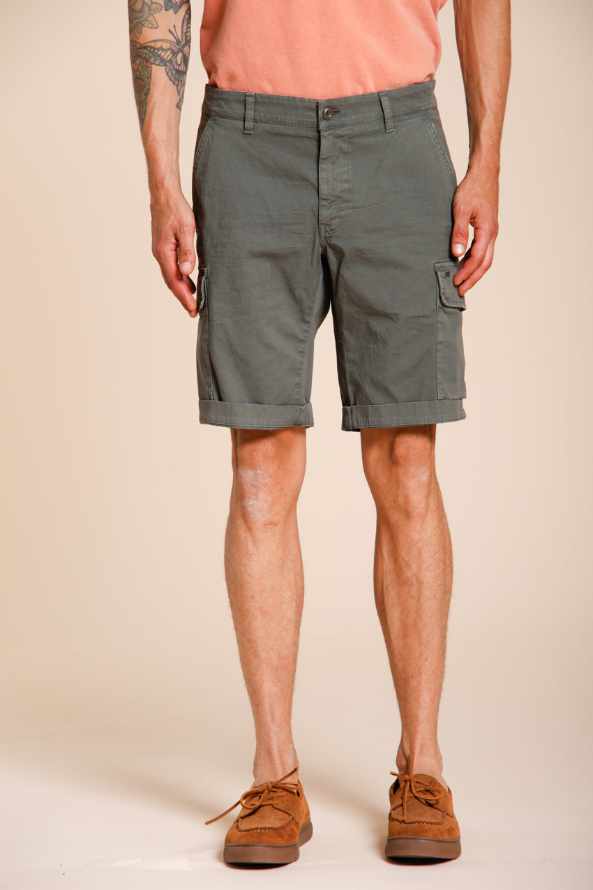 Chile bermuda cargo homme en satin stretch slim fit ①