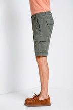 Chile men's cargo bermuda in stretch satin slim fit ①