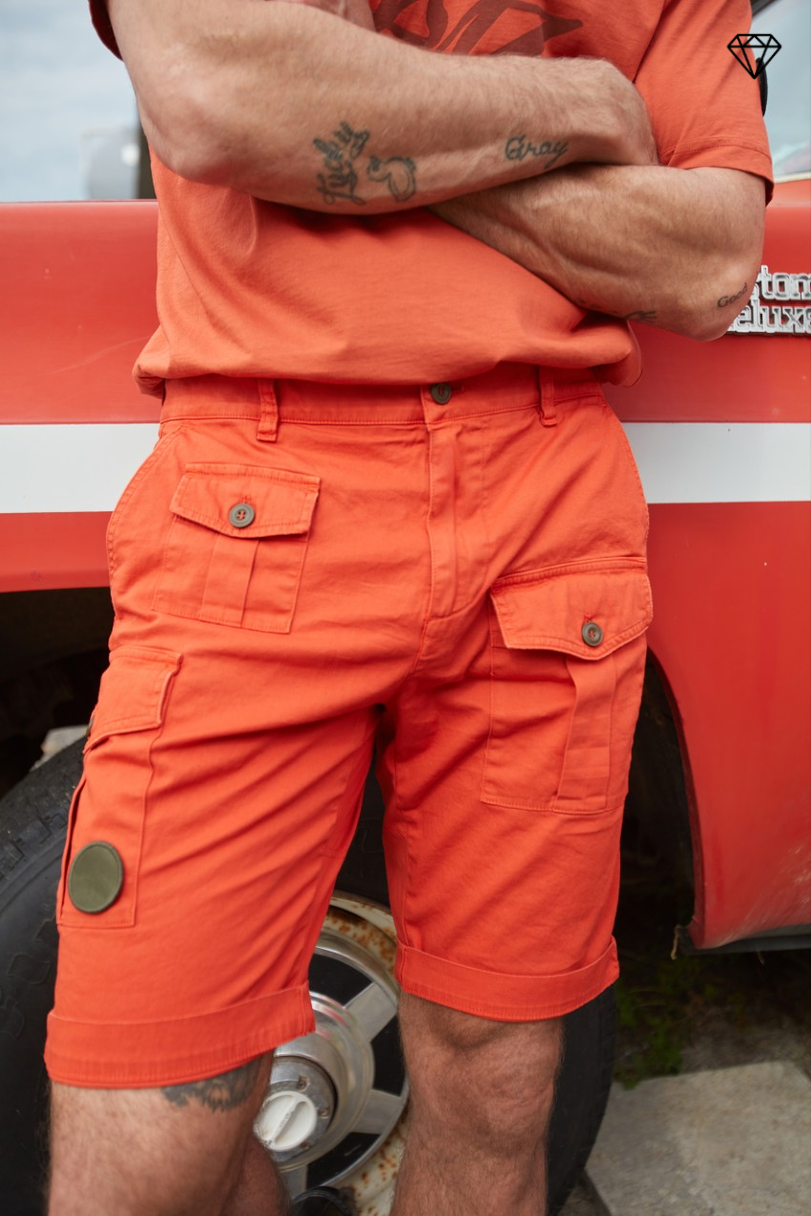 George Coolpocket men's cargo bermuda shorts in stretch satin logo edition carrot fit ①