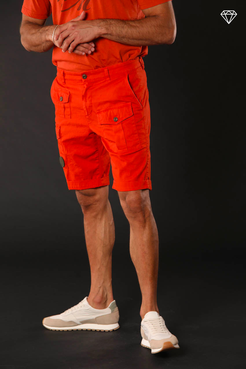 George Coolpocket men's cargo bermuda shorts in stretch satin logo edition carrot fit ①
