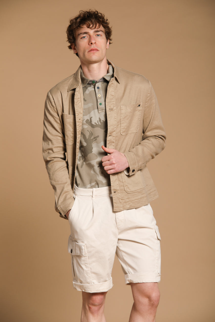 Cargo 22 Herren-Cargo-Bermuda aus Gabardine mit elastischer Baumwoll-Seiden-Mischung Relaxed Fit