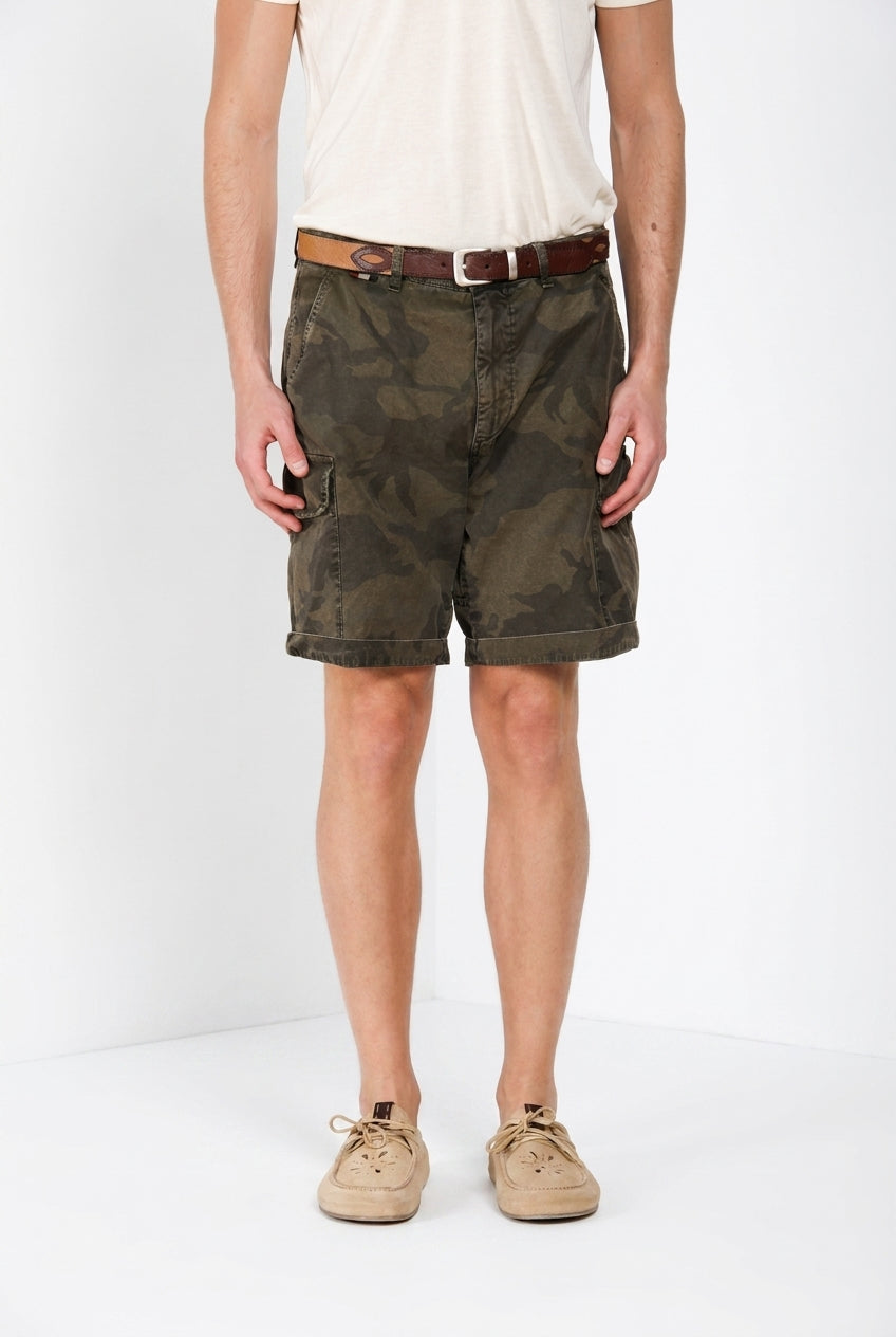 Chile M74 bermuda cargo hombre en lona estampado camuflaje relaxed fit