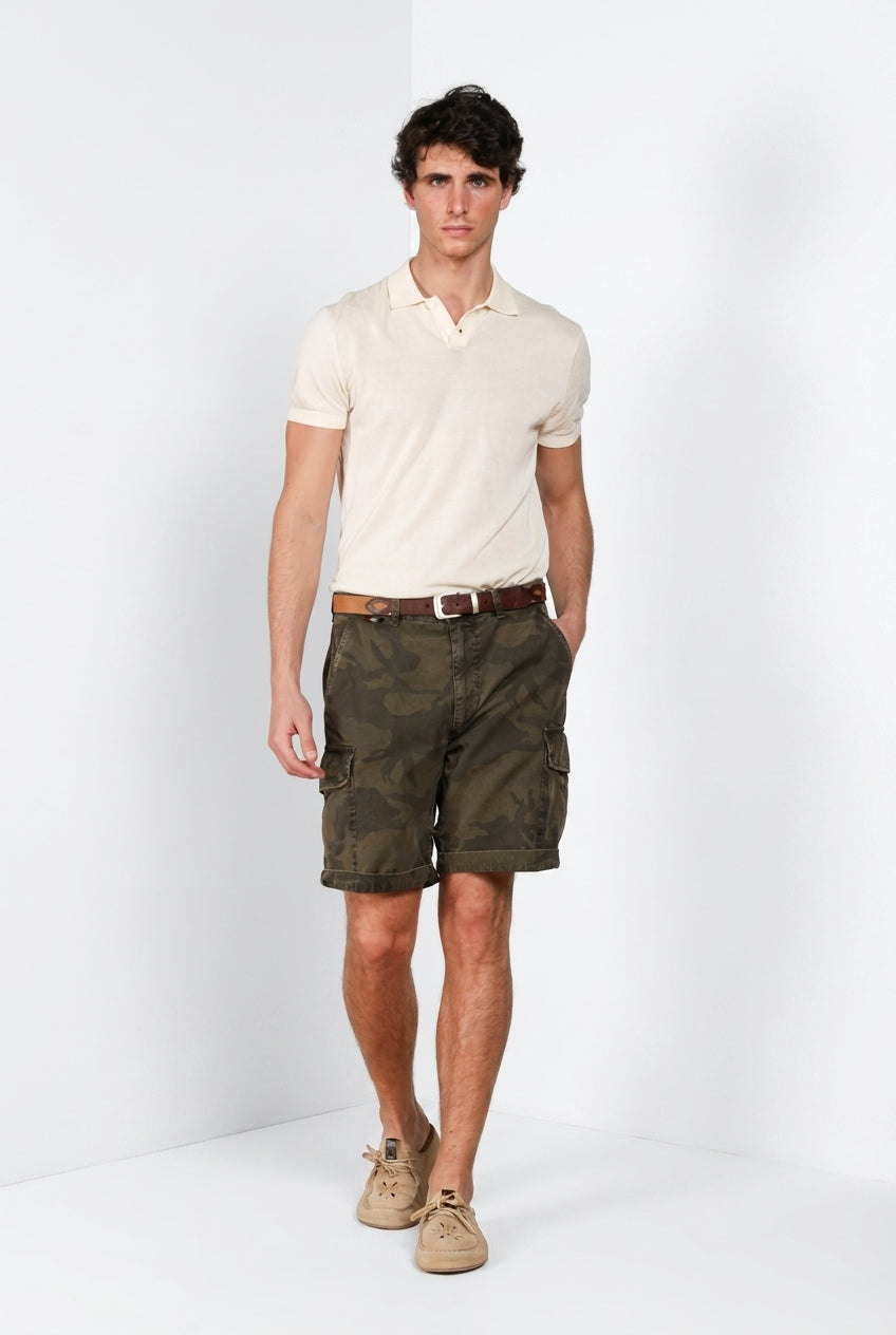 Chile M74 bermuda cargo hombre en lona estampado camuflaje relaxed fit