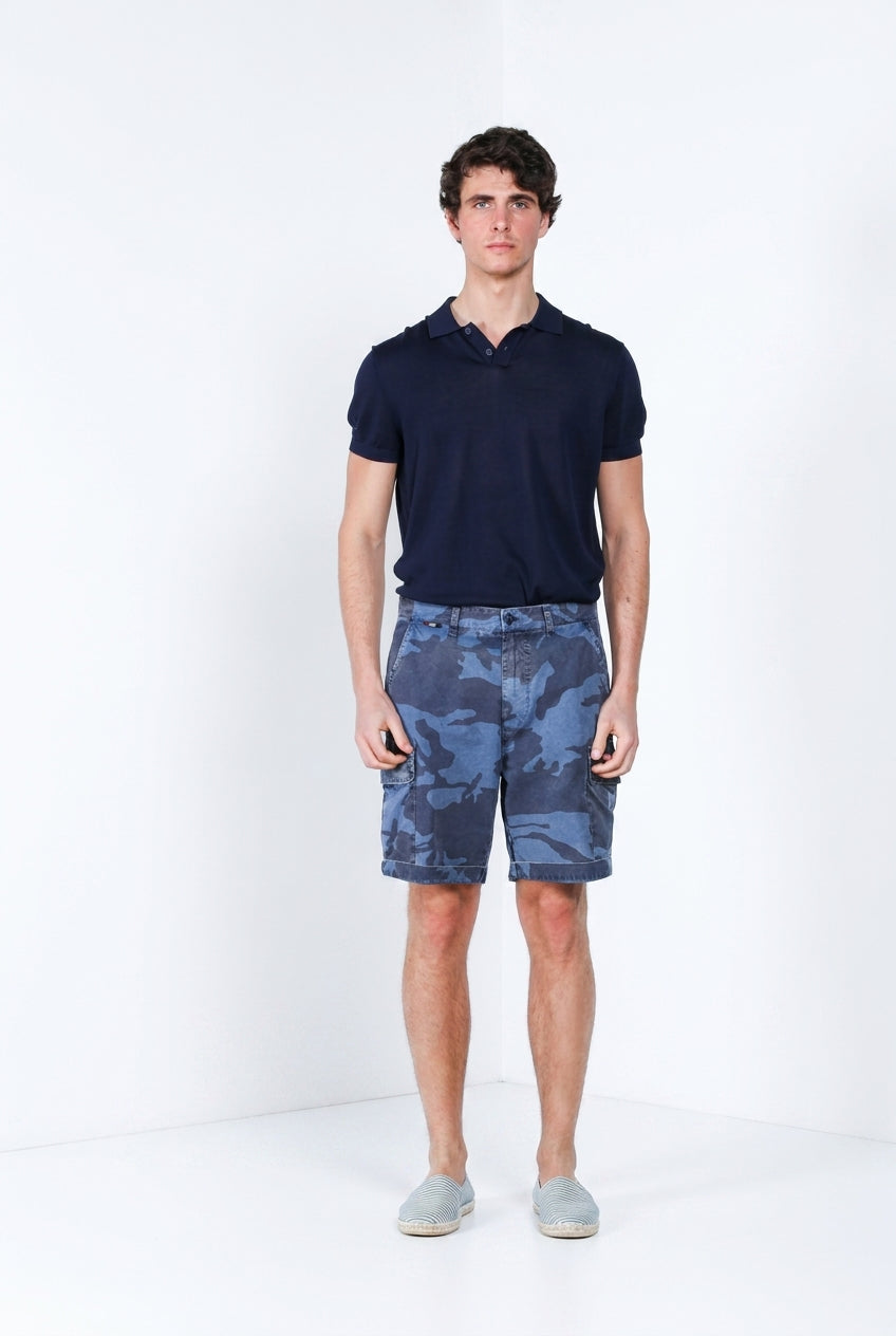 Chile M74 bermuda cargo hombre en lona estampado camuflaje relaxed fit