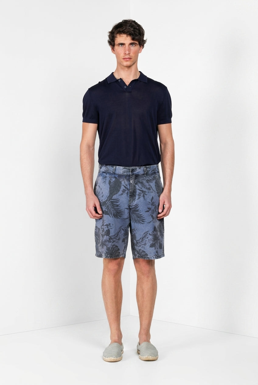 Denver M74 bermuda cargo hombre en lona estampado hawaiano relaxed fit