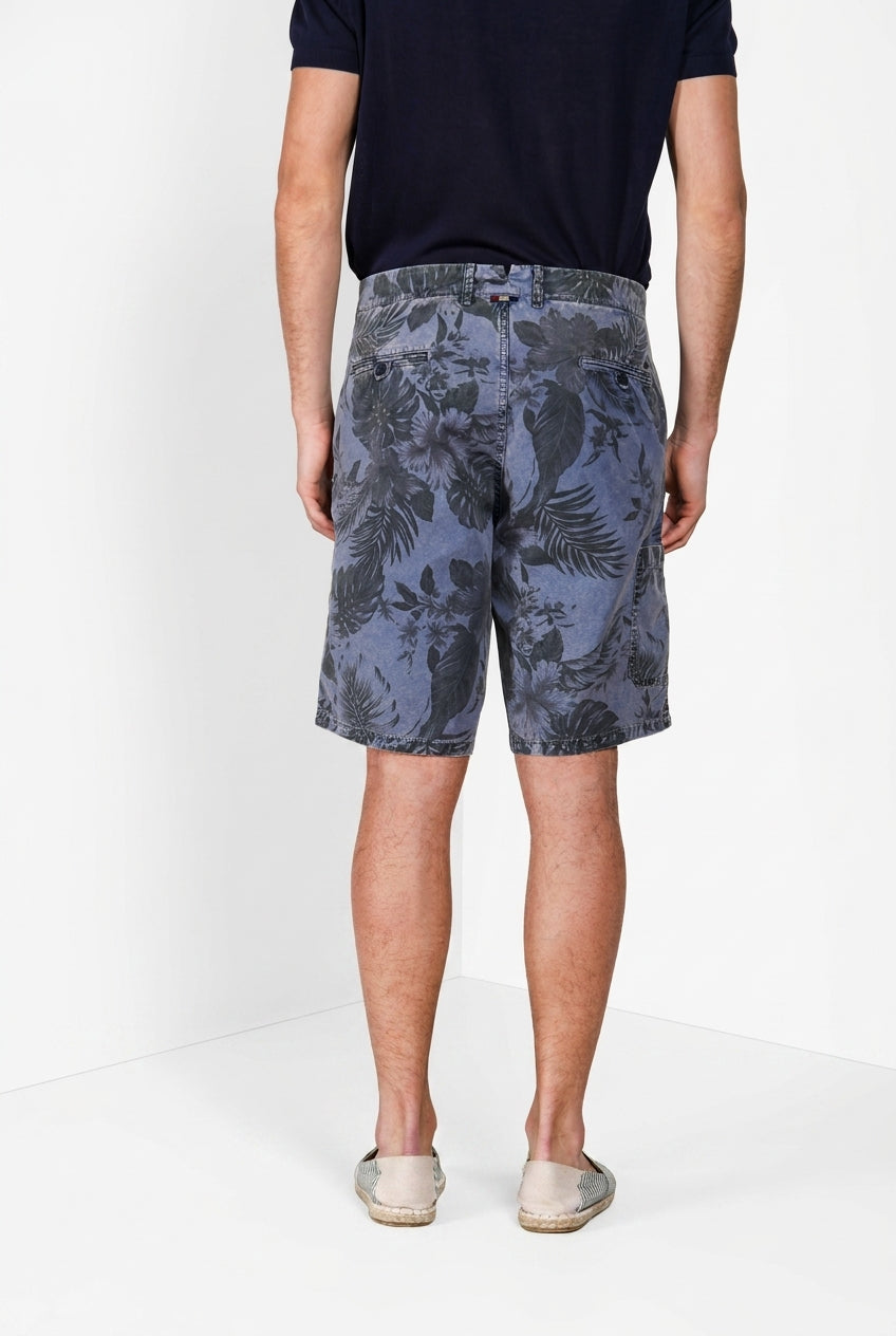 Denver M74 bermuda cargo hombre en lona estampado hawaiano relaxed fit