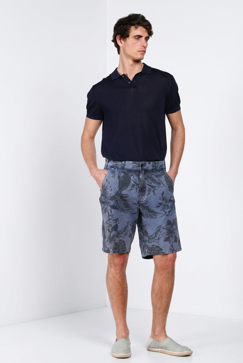 Denver M74 bermuda cargo hombre en lona estampado hawaiano relaxed fit