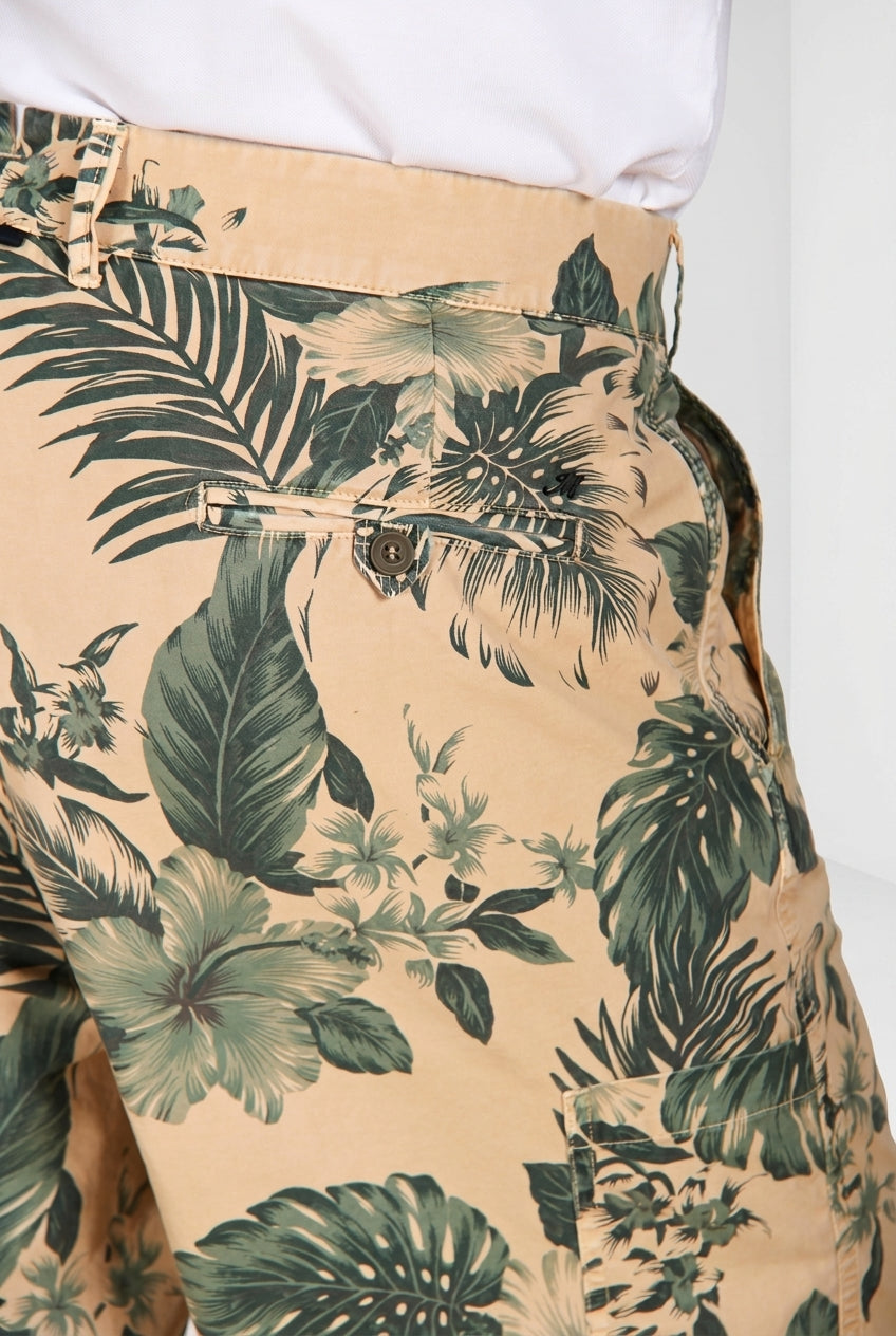 Denver M74 bermuda cargo hombre en lona estampado hawaiano relaxed fit