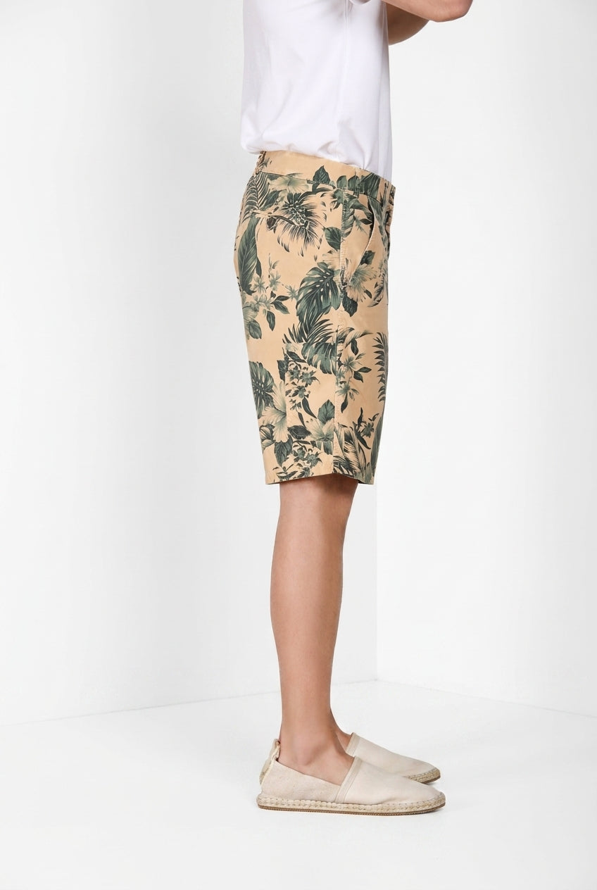 Denver M74 bermuda cargo hombre en lona estampado hawaiano relaxed fit