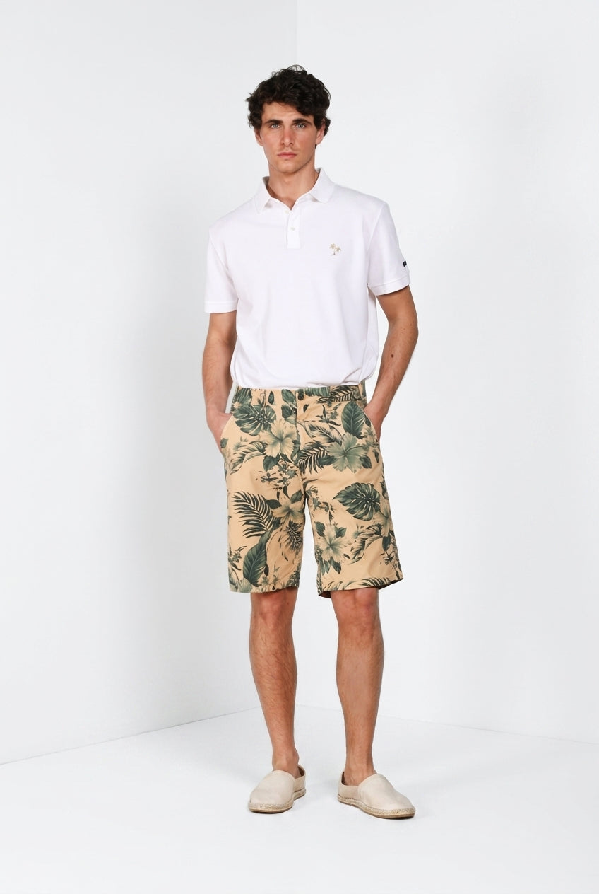 Denver M74 bermuda cargo hombre en lona estampado hawaiano relaxed fit