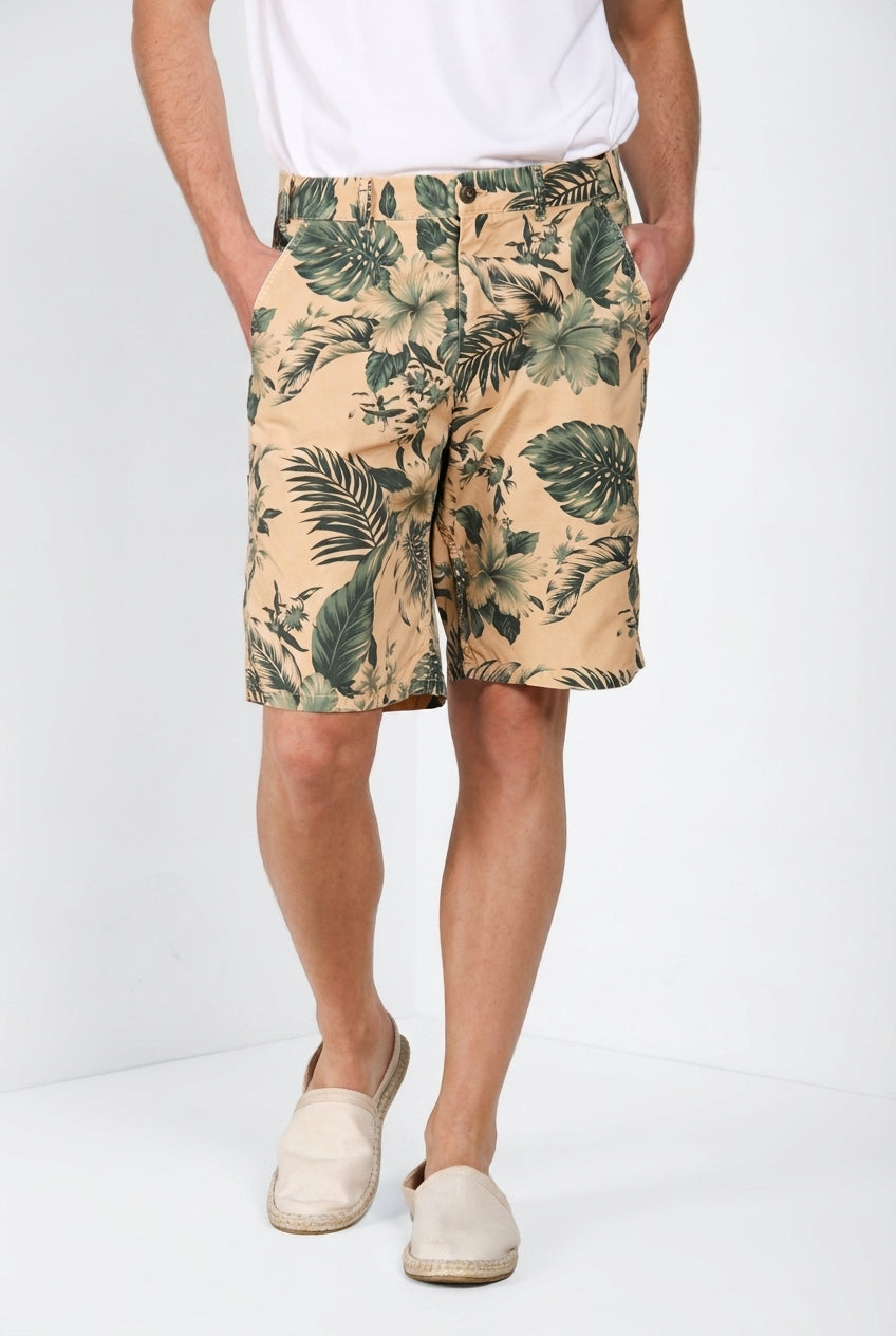 Denver M74 bermuda cargo hombre en lona estampado hawaiano relaxed fit