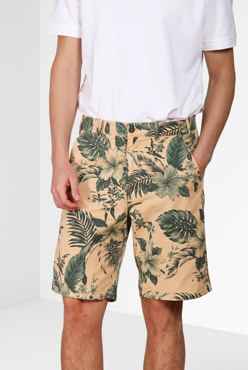 Denver M74 bermuda cargo hombre en lona estampado hawaiano relaxed fit