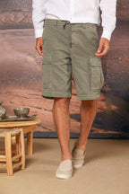 Cargo M74 men's cargo bermuda in oxford cotton canvas relaxed fit