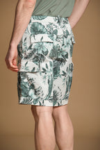 Cargo M74 men's cargo bermuda in cotton with tiffany Hawaii print relaxed fit