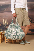 Sac de Mason FDM, sac à main en coton avec impression florale hawaïenne couleur tiffany