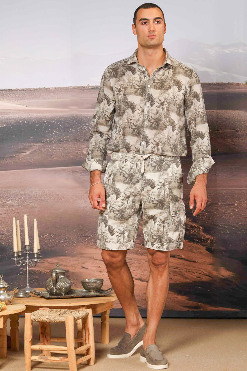 Torino Long-Sleeve Men's Shirt in Modal with English Print